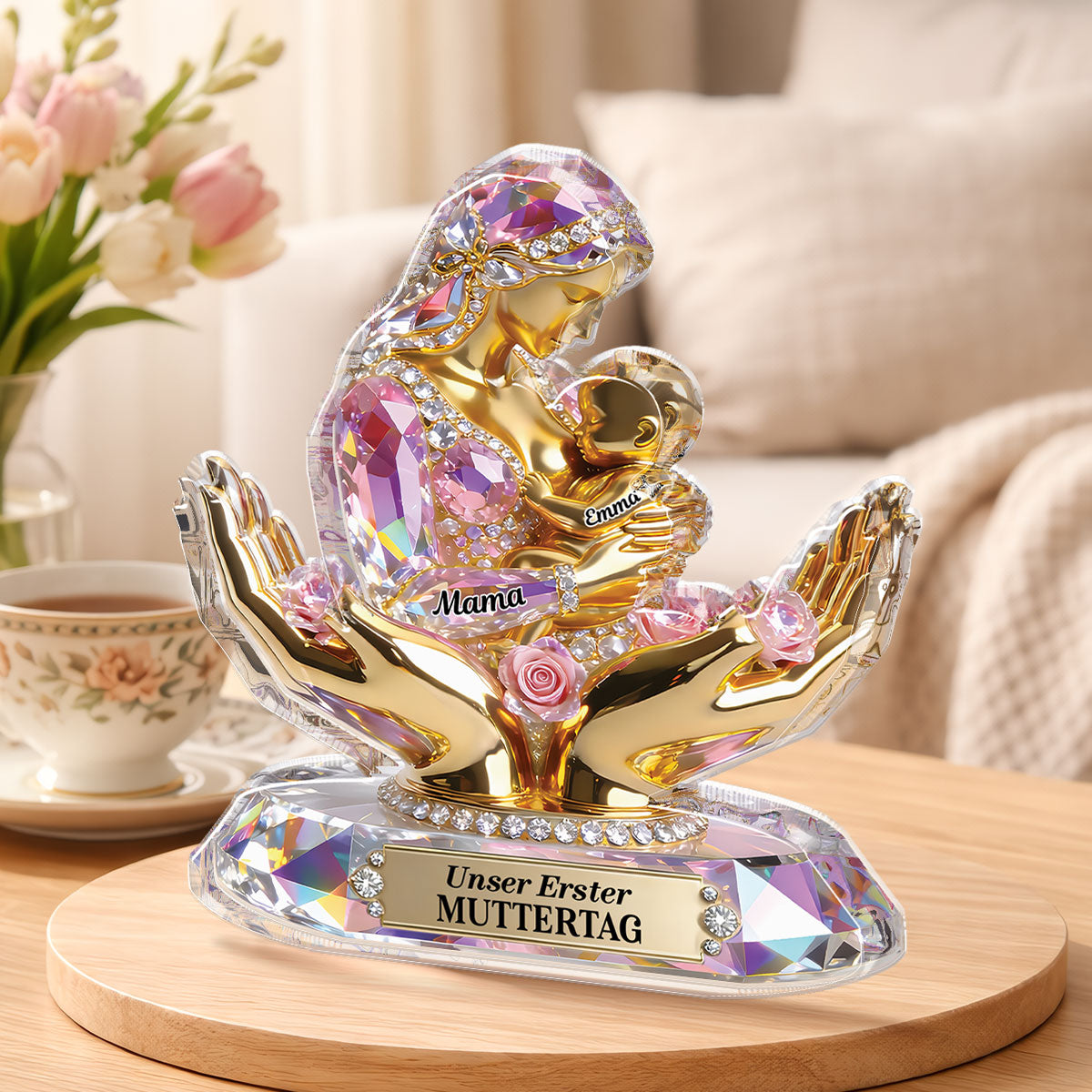 9201AGE2 unser erster muttertag personalisiertes geschenk fur frischgebackene mama  acryl aufsteller 9201arapla