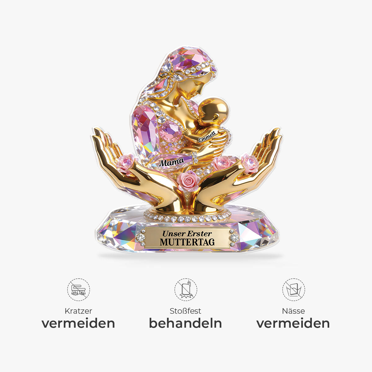 9201AGE4 unser erster muttertag personalisiertes geschenk fur frischgebackene mama  acryl aufsteller 9201arapla