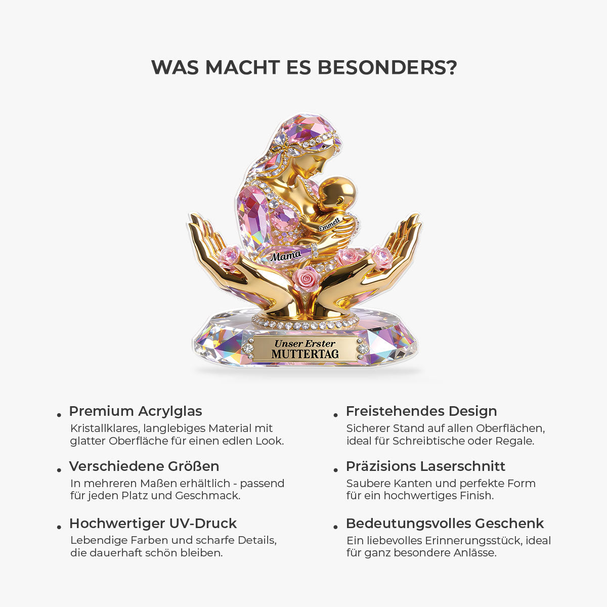 9201AGE5 unser erster muttertag personalisiertes geschenk fur frischgebackene mama  acryl aufsteller 9201arapla