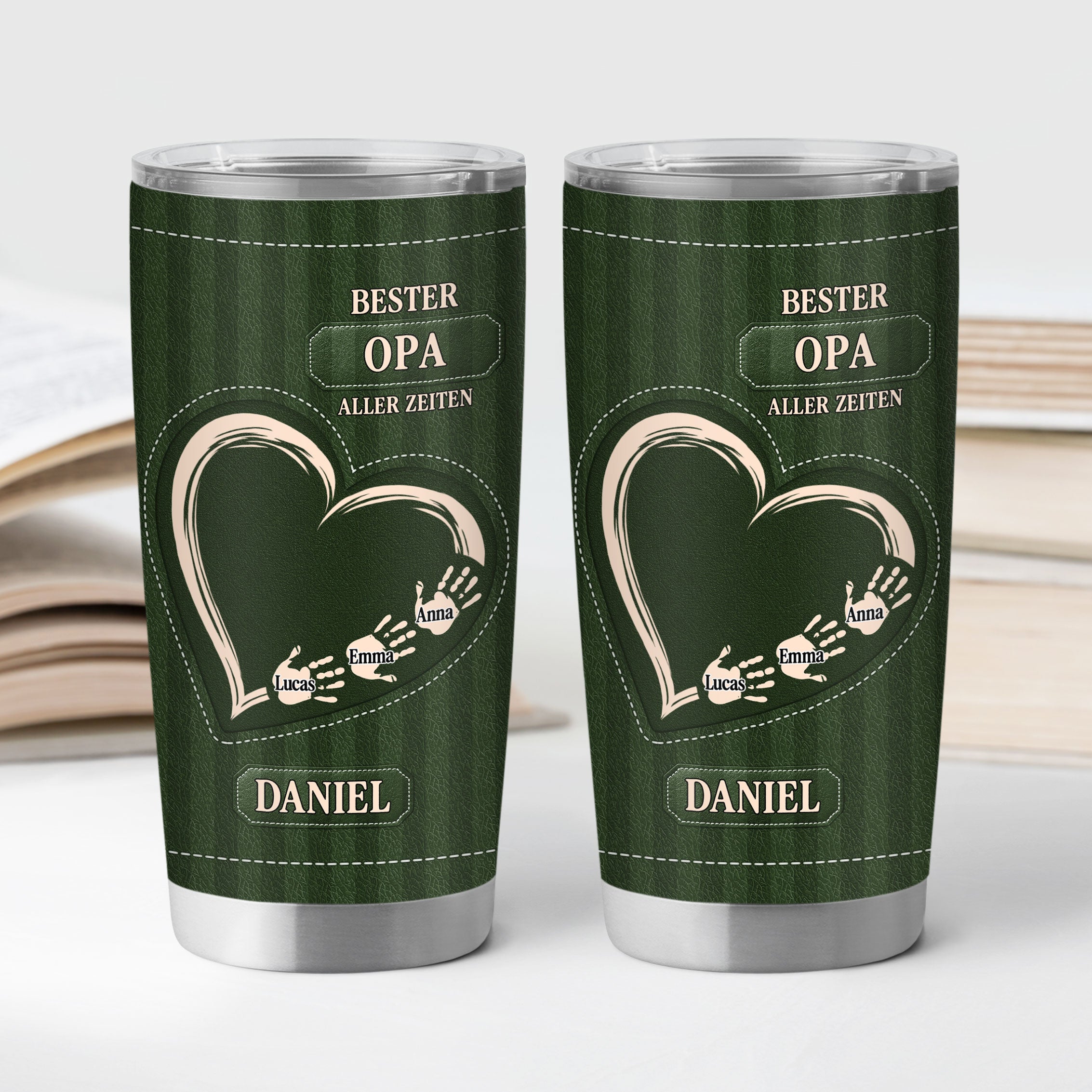 9221TGE2 3d druck effekt bester papa aller zeiten personalisiertes geschenk  thermobecher 590 ml opa papa handabdruck 9221t
