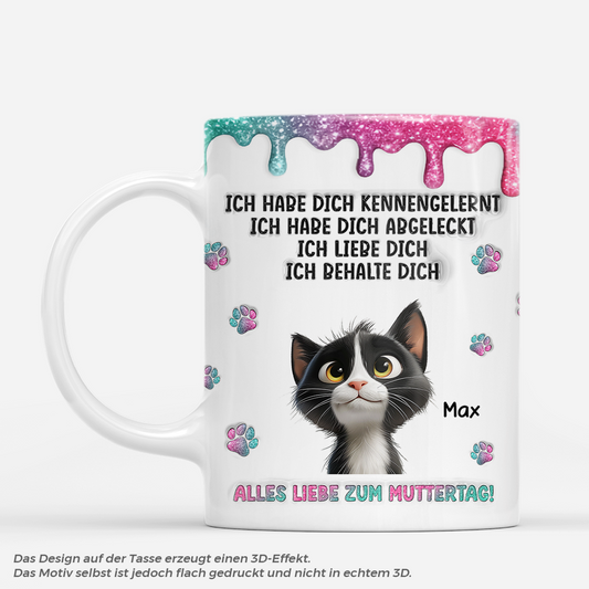 9225MGE1 3d druck effekt frohen vatertag muttertag personalisierte geschenke katze  tasse drip effekt glitzer 9225m8ead