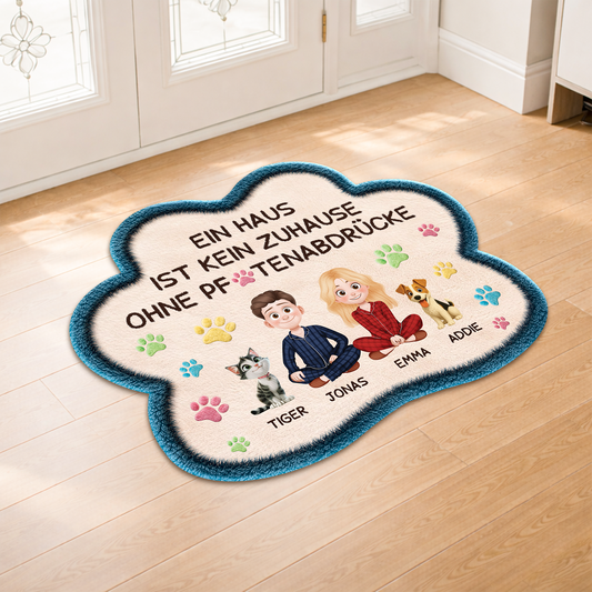 9228AGE2 3d druck effekt ein haus wird erst durch pfotenabdrucke zu einem zuhause personalisiertes hunde geschenk  fussmatte unregelmassige form 9228adnxnc
