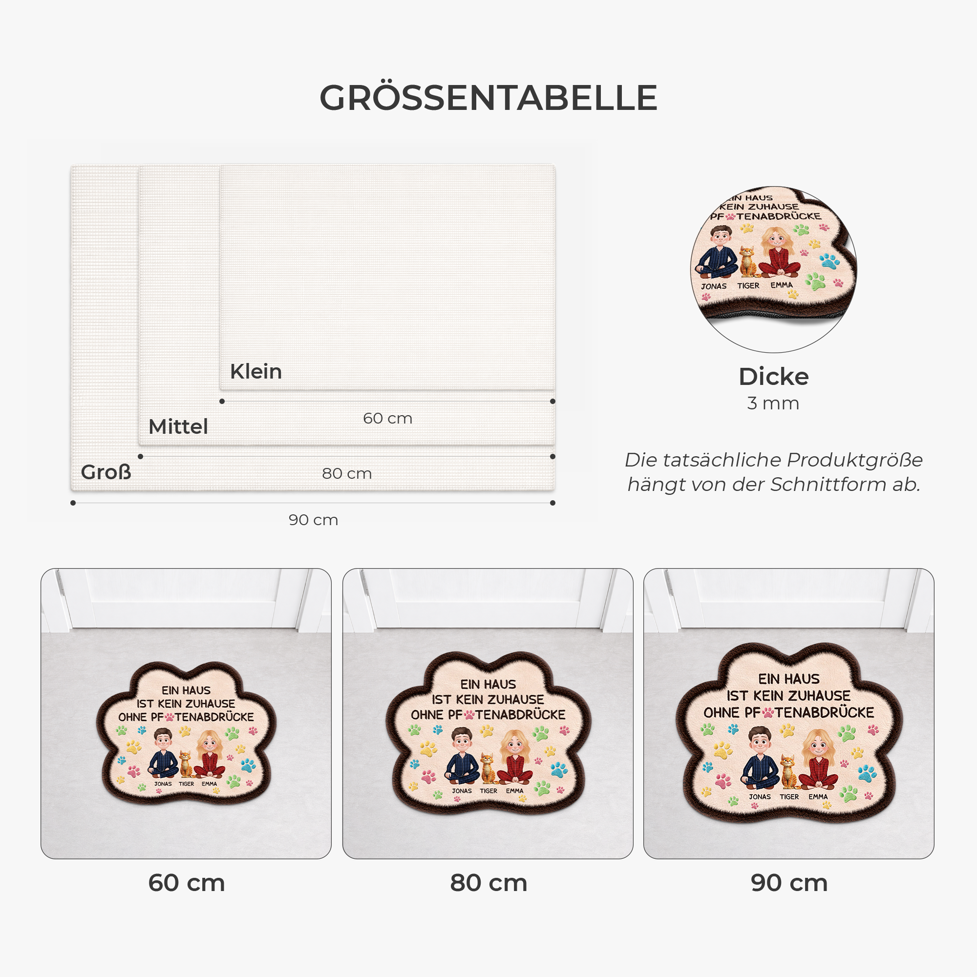 9228AGE3 3d druck effekt ein haus wird erst durch pfotenabdrucke zu einem zuhause personalisierte geschenke katze  fussmatte unregelmassige form 9228adnxnd