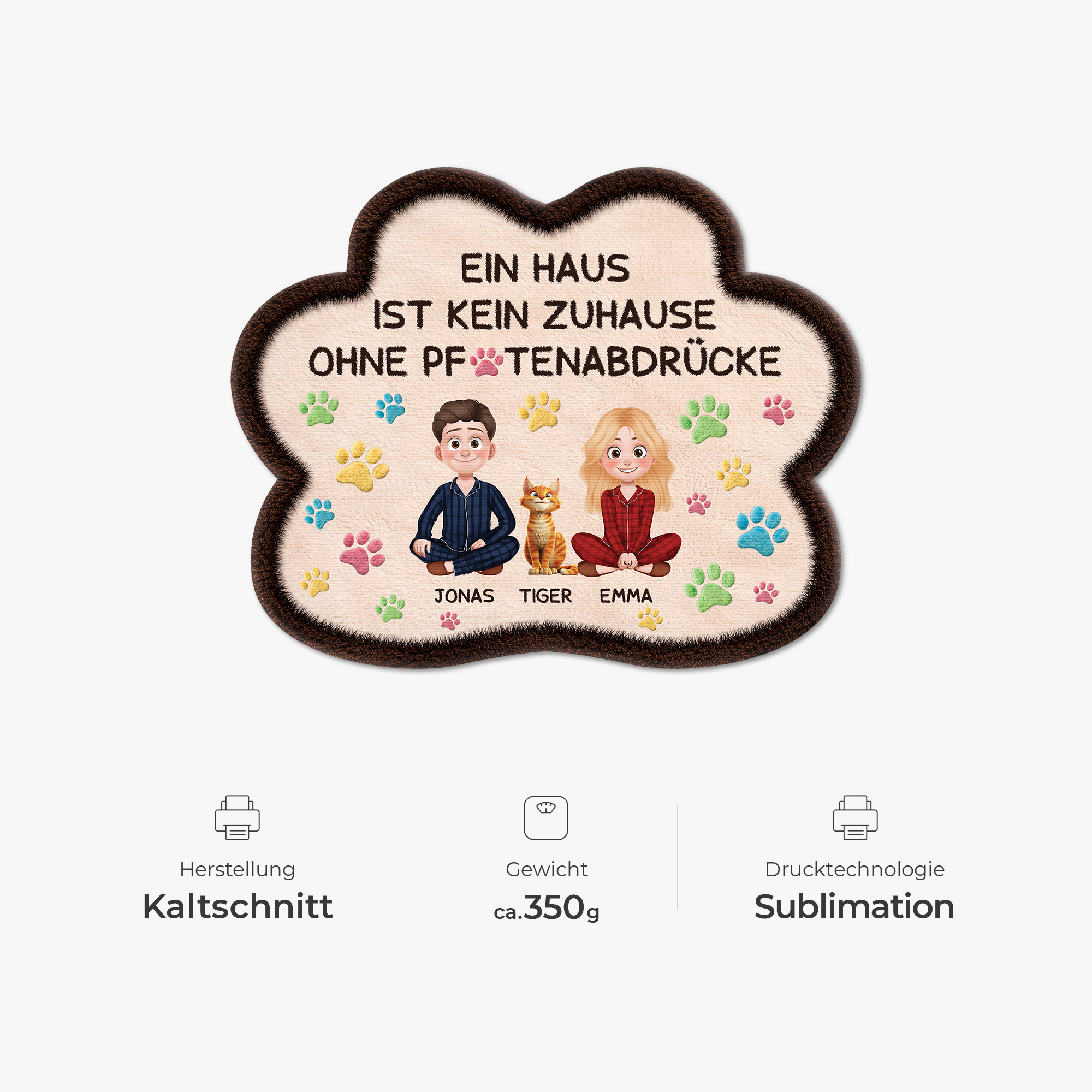9228AGE4 3d druck effekt ein haus wird erst durch pfotenabdrucke zu einem zuhause personalisierte geschenke katze  fussmatte unregelmassige form 9228adnxnd