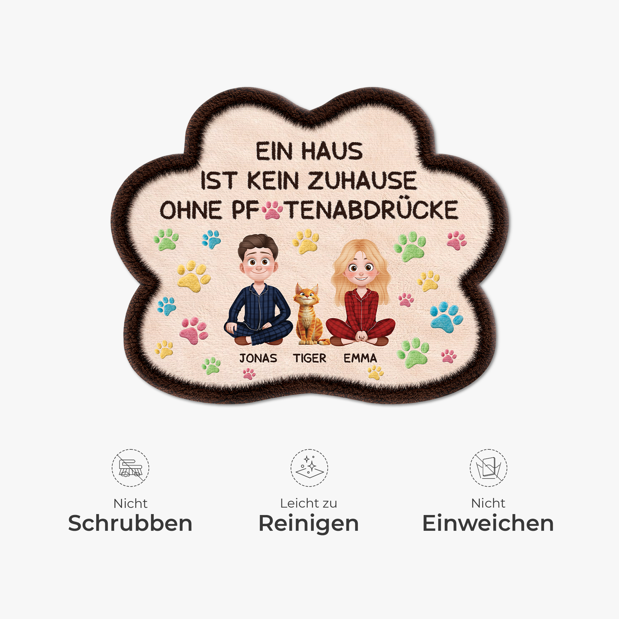 9228AGE5 3d druck effekt ein haus wird erst durch pfotenabdrucke zu einem zuhause personalisierte geschenke katze  fussmatte unregelmassige form 9228adnxnd