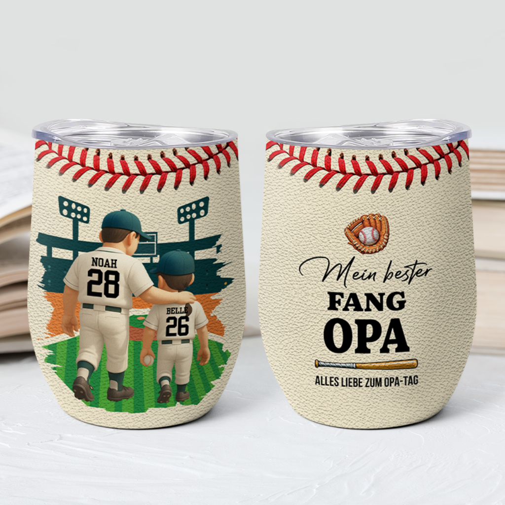 9230TGE2 3d druck effekt mein bester fang papa vatertag personalisiertes geschenk  thermobecher 355 ml papa opa baseball 9230tndbb