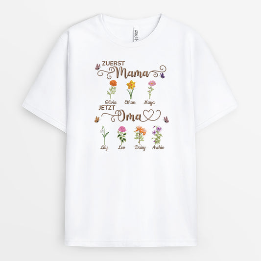 9266AGE1 zuerst mama jetzt oma personalisierte geschenke fur frauen  t shirt blumen schmetterlinge 9266a8fka