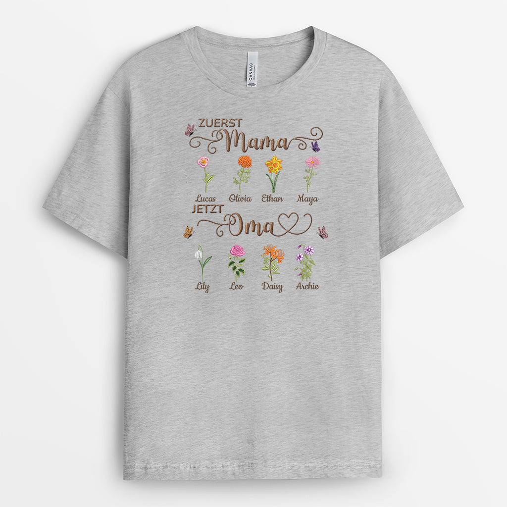 9266AGE2 zuerst mama jetzt oma personalisierte geschenke fur frauen  t shirt blumen schmetterlinge 9266a8fka
