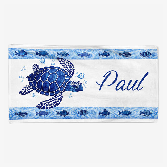 9276BGE1 schildkrote personalisiertes geschenk  strandtuch frauen manner 9276b8esb
