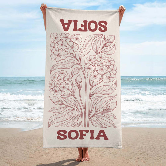 9279BGE1 blume _ name personalisiertes geschenk  strandtuch 9279bavca_1