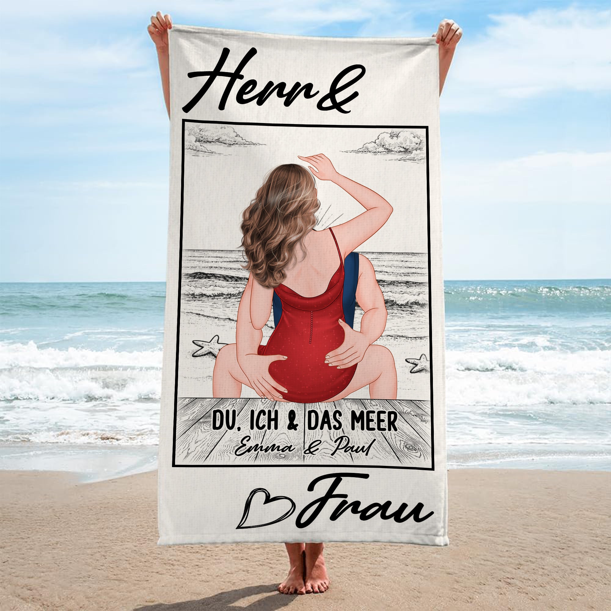 9281BGE2 frau  herr personalisierte geschenke paar  strandtuch 9281bnpog