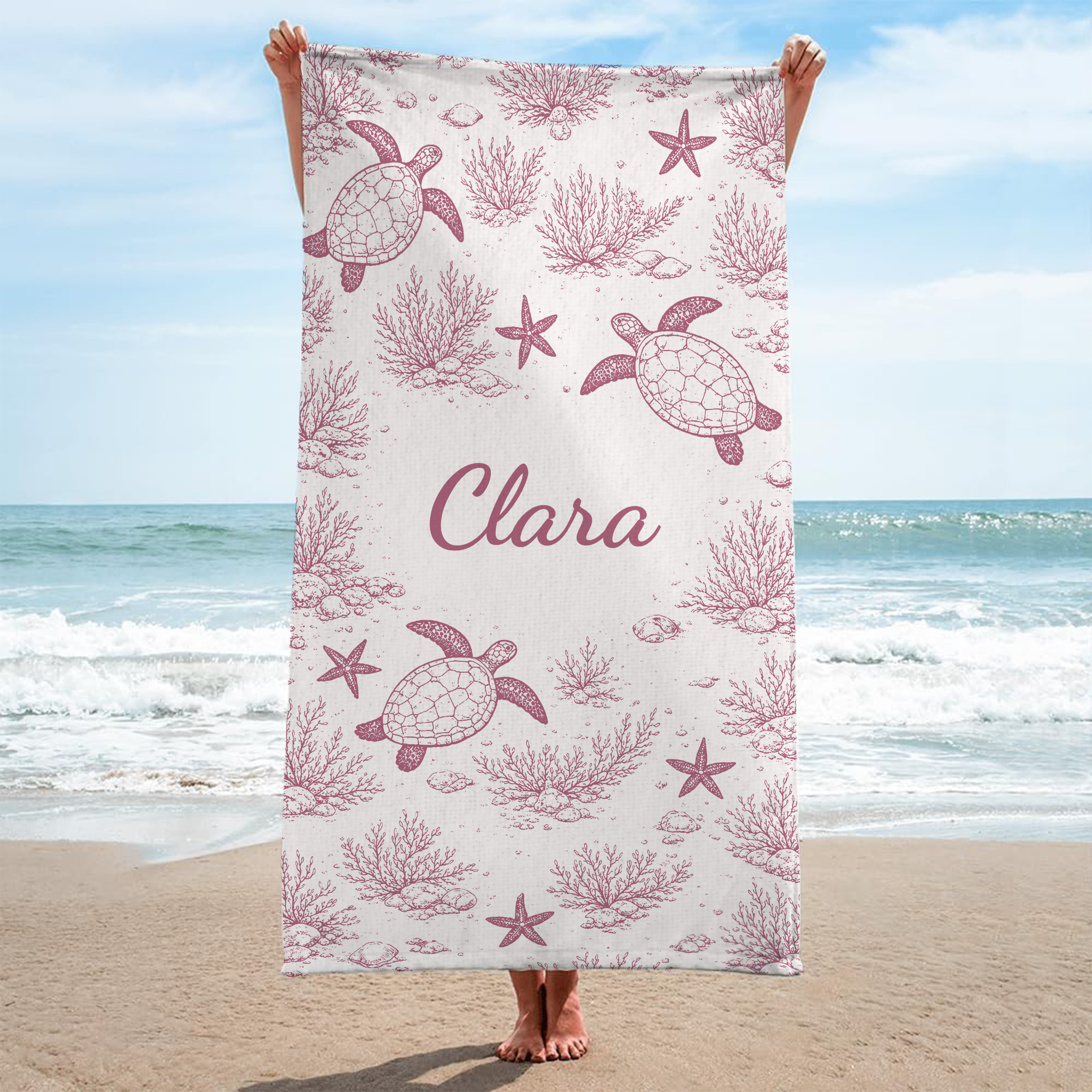 9283BGE2 meeresschildkroten personalisierte geschenke fur frauen  strandtuch 9283bneza