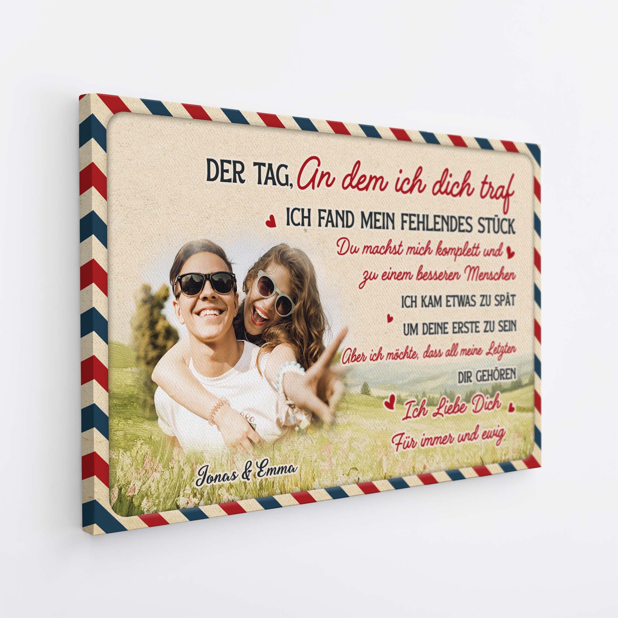 GE1 der tag an dem ich dich traf ich fand mein fehlendes stuck personalisierte leinwand paar mit foto _2