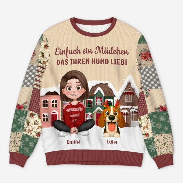 Weihnachtskarte Für Tochter & Freund – Mit Hunde-Schaukel Design, Silberfolie & Glitzer, 228x152 Mm, Made In UK