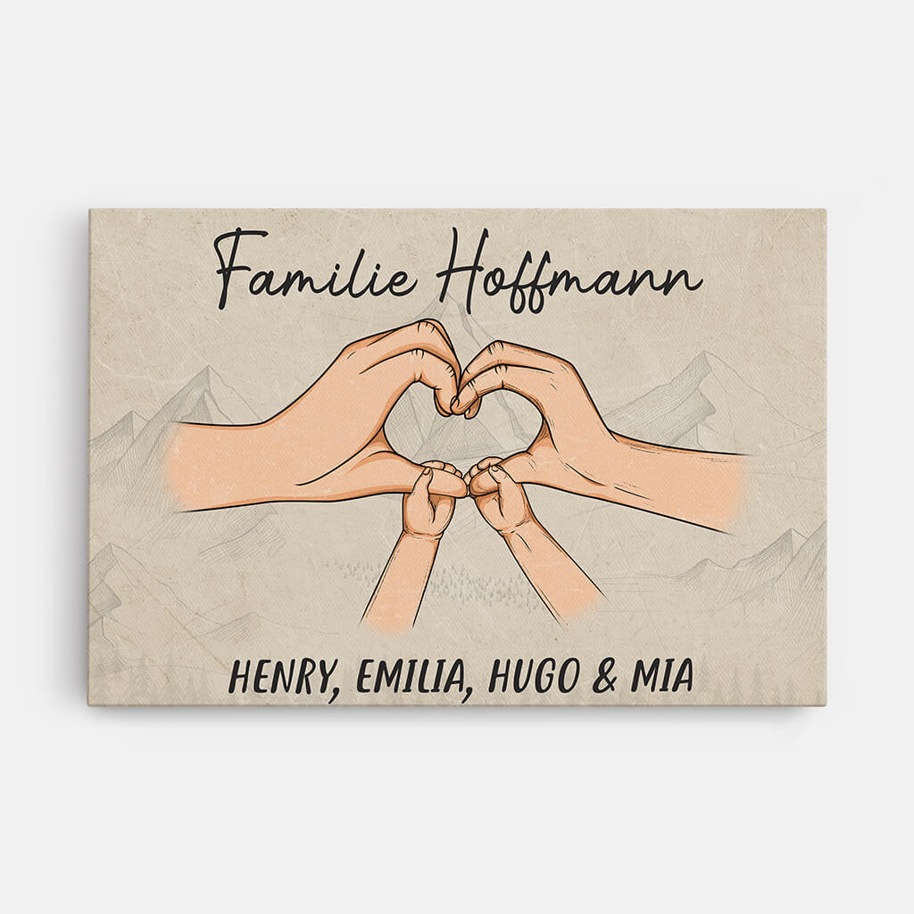 Die Familie mit Händen - Personalisiertes Geschenk | Leinwand für die Familie