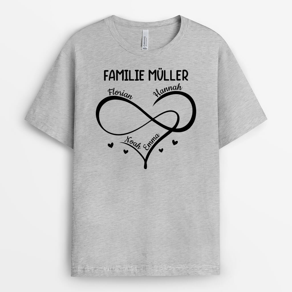 Die Familie mit Herz - Personalisiertes Geschenk | T-shirt für die Familie