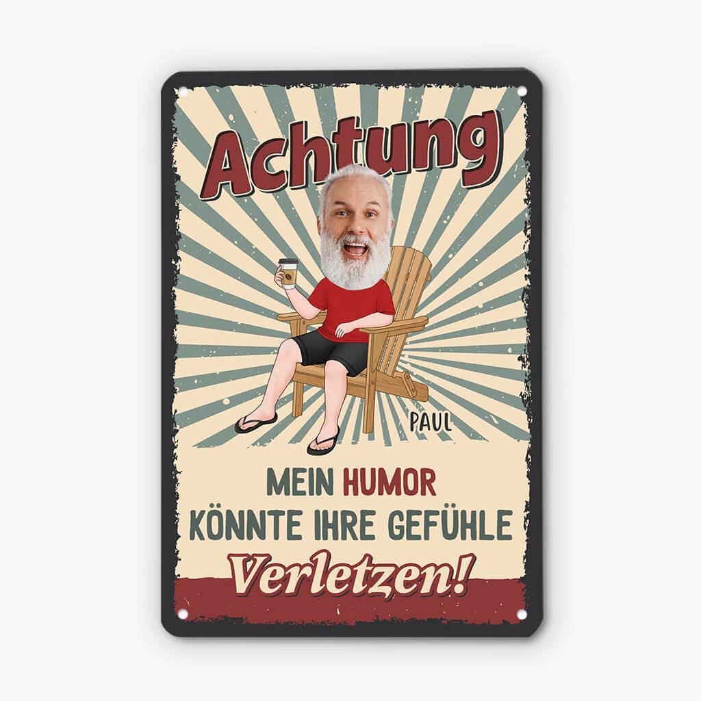 Achtung Mein Humor Könnte Ihre Gefühle Verletzen - Personalisiertes Geschenk | Türschild für Frauen/Männer