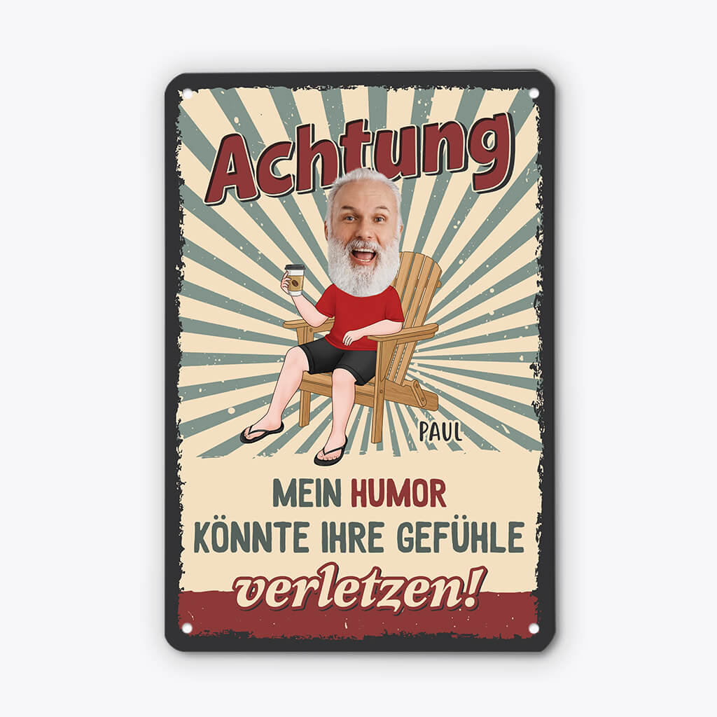 Achtung Mein Humor Könnte Ihre Gefühle Verletzen - Personalisiertes Geschenk | Türschild für Frauen/Männer