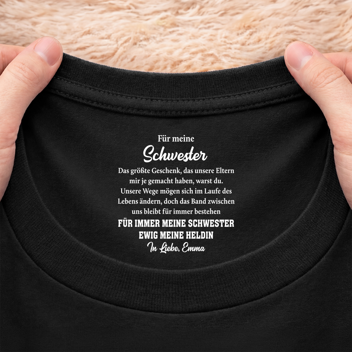 fur immer mein bruder ewig mein held personalisiertes geschenk  schwarzes t shirt nackenlabel drucken bruder schwester 9255aacfpb