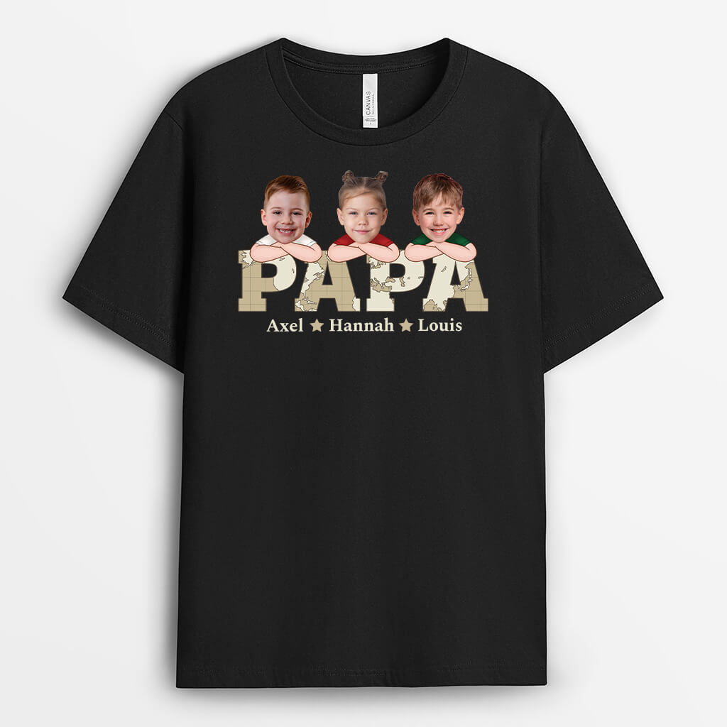 Papa mit Weltkarte - Personalisiertes Geschenk | T-shirt für Papas