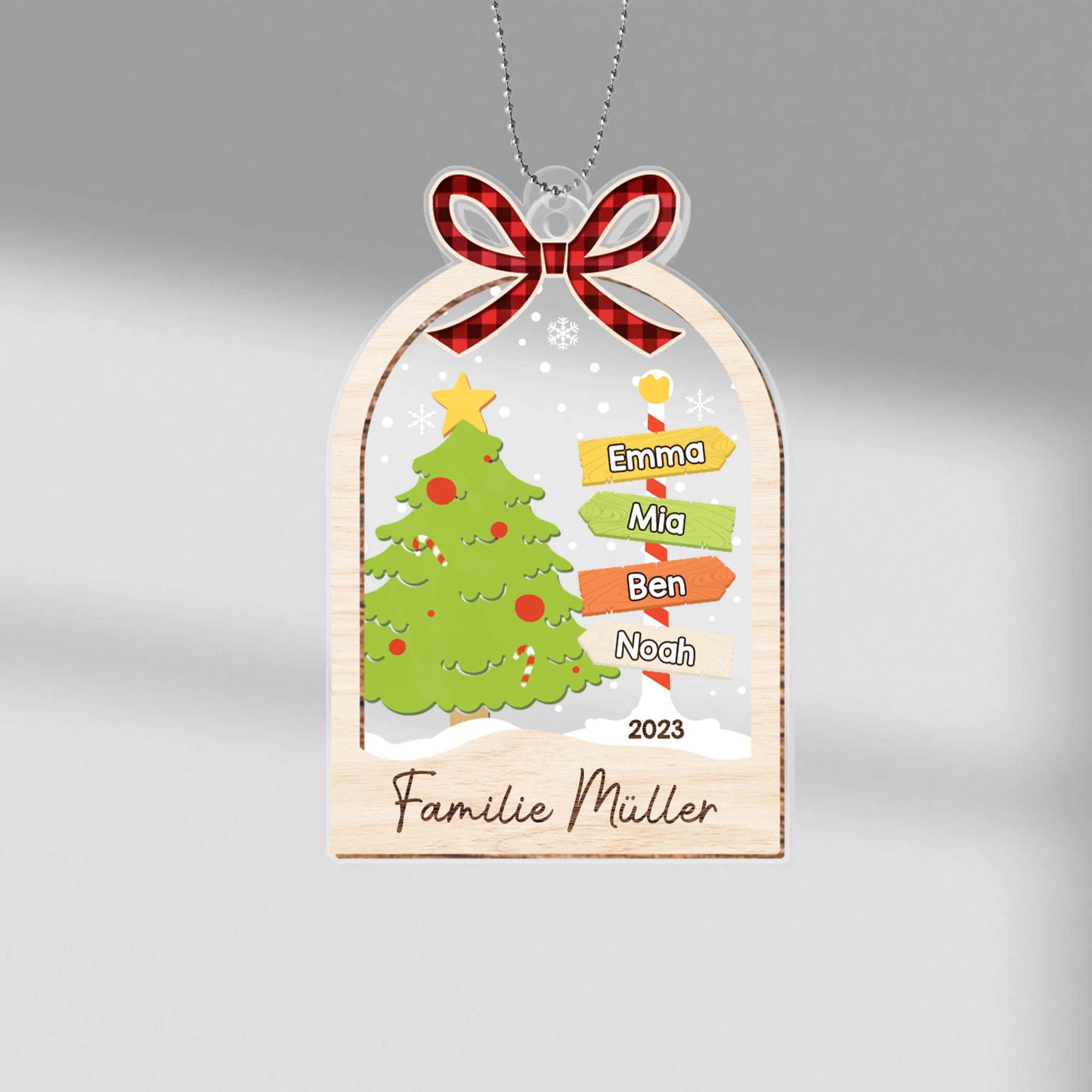 Die Familie Mit Weihnachtsbaum - Personalisiertes Geschenk | Ornament für die Familie