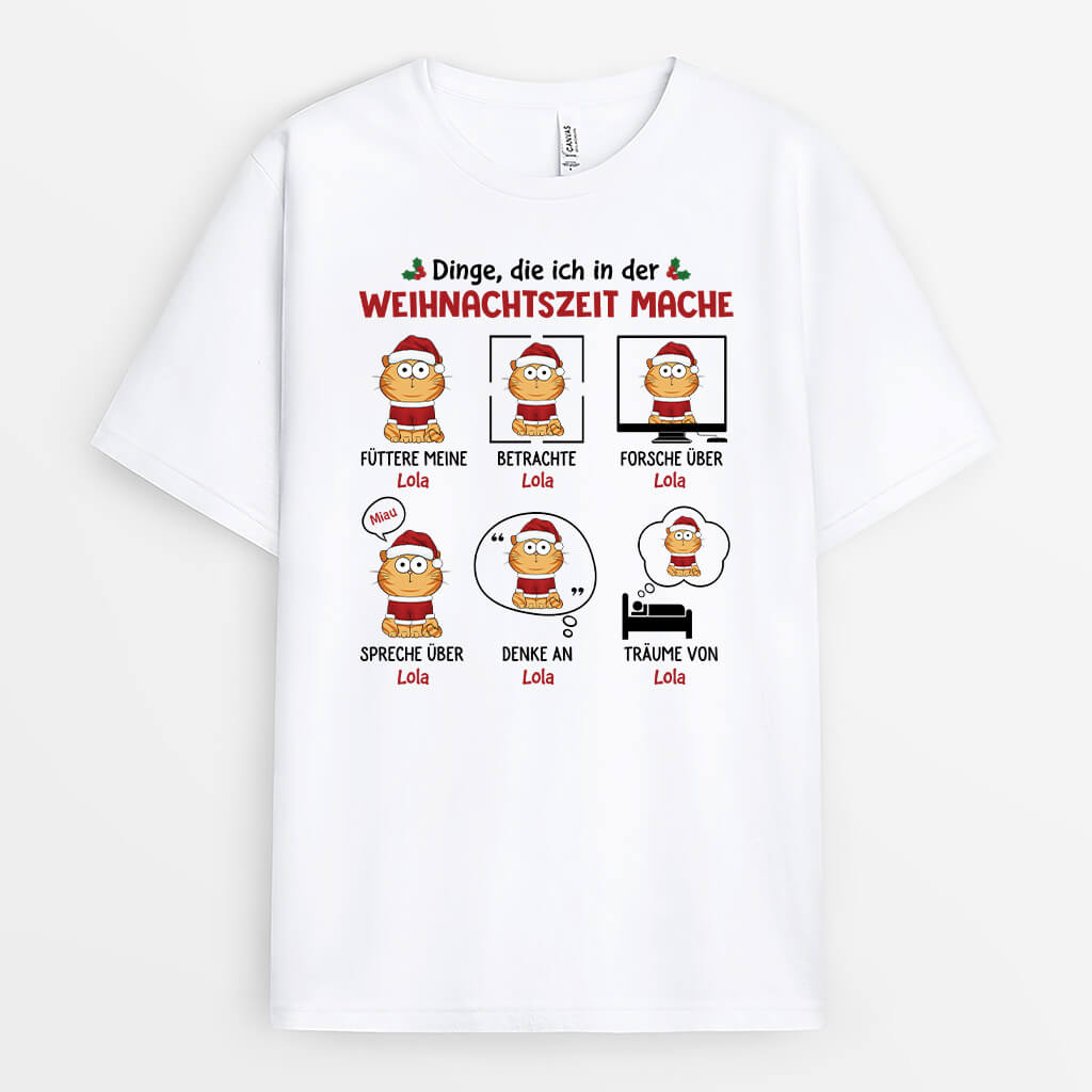 Dinge Die Ich In Der Weihnachtszeit Mache - Personalisiertes Geschenk | T-shirt für Katzenliebhaber