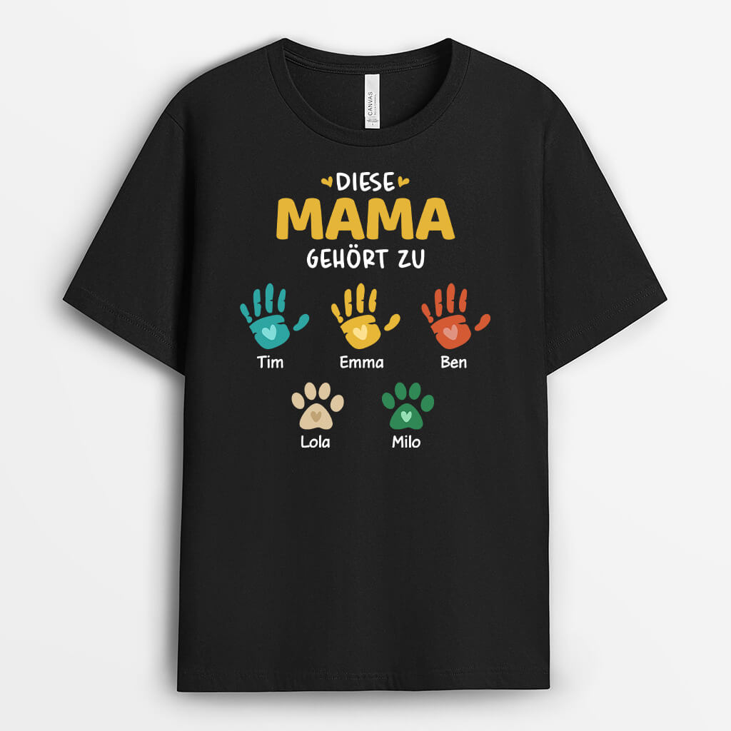 Diese Mama Gehört Zu Mit Handabdrucken - Personalisiertes Geschenk | T-shirt für Mamas