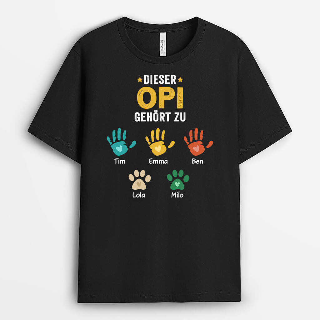 Dieser Opa Gehört Zu Mit Handabdruck - Personalisiertes Geschenk | T-shirt für Opas