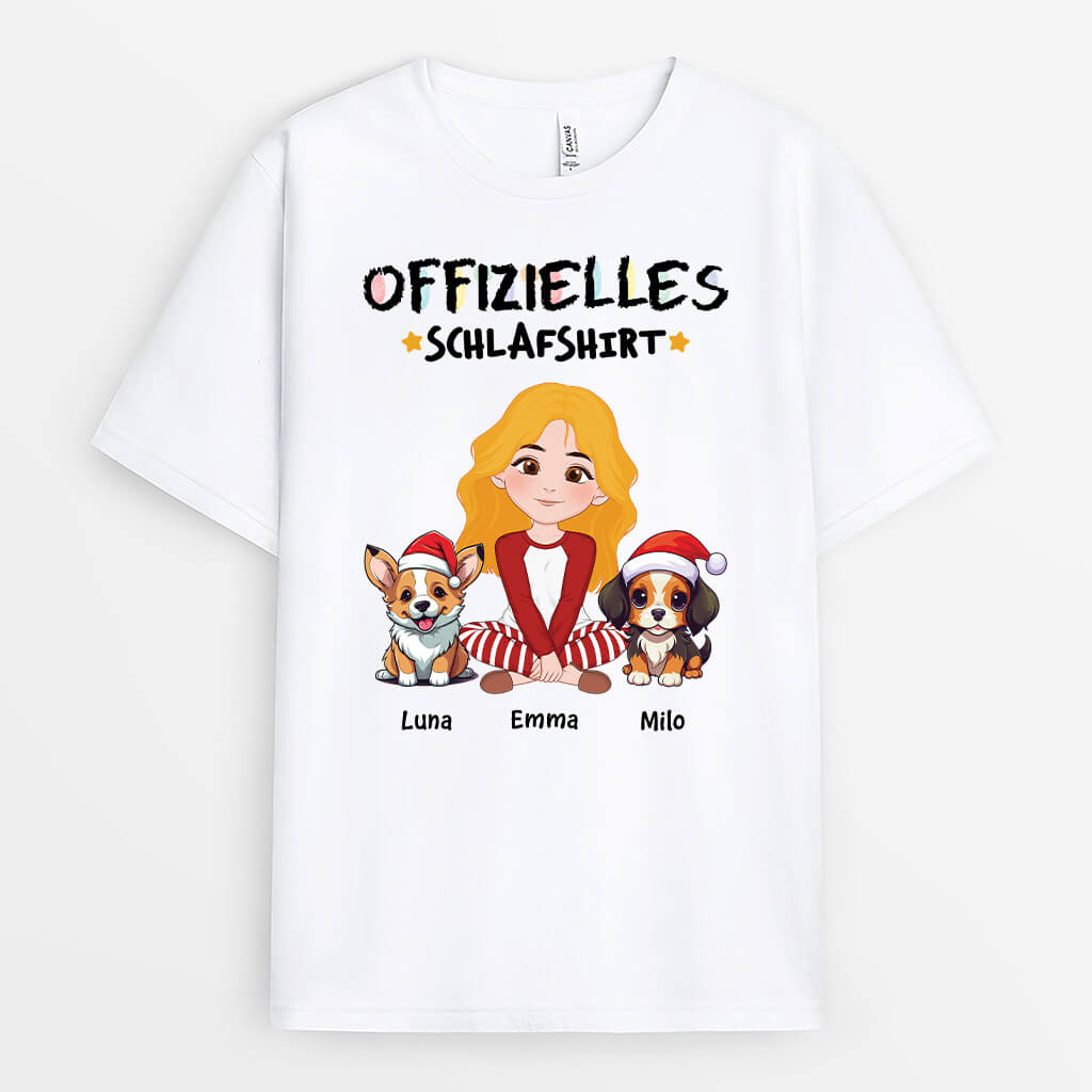 Offizielles Schlafshirt Mit Hunden - Personalisiertes Geschenk | T-shirt für Hundeliebhaber