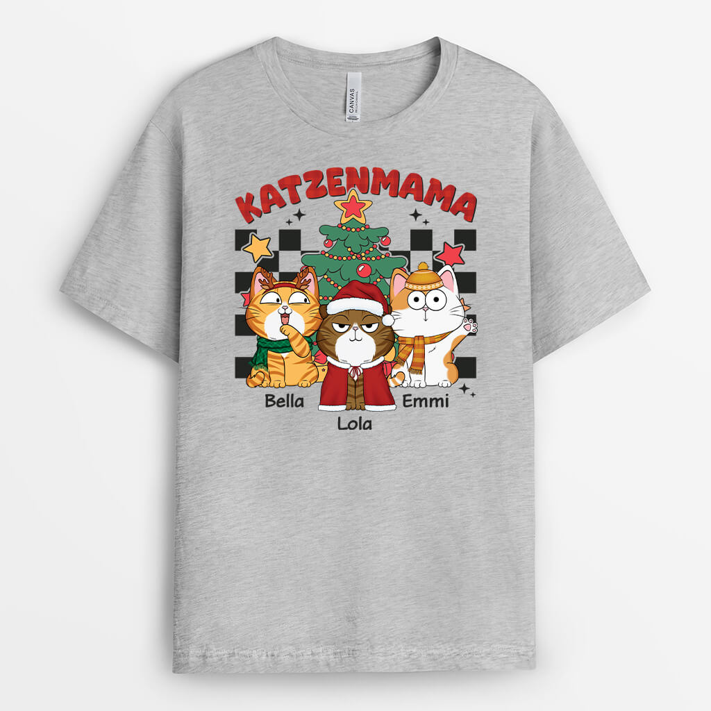 Katzenmama Katzenpapa Mit Retro Stil - Personalisiertes Geschenk | T-shirt für Katzenliebhaber