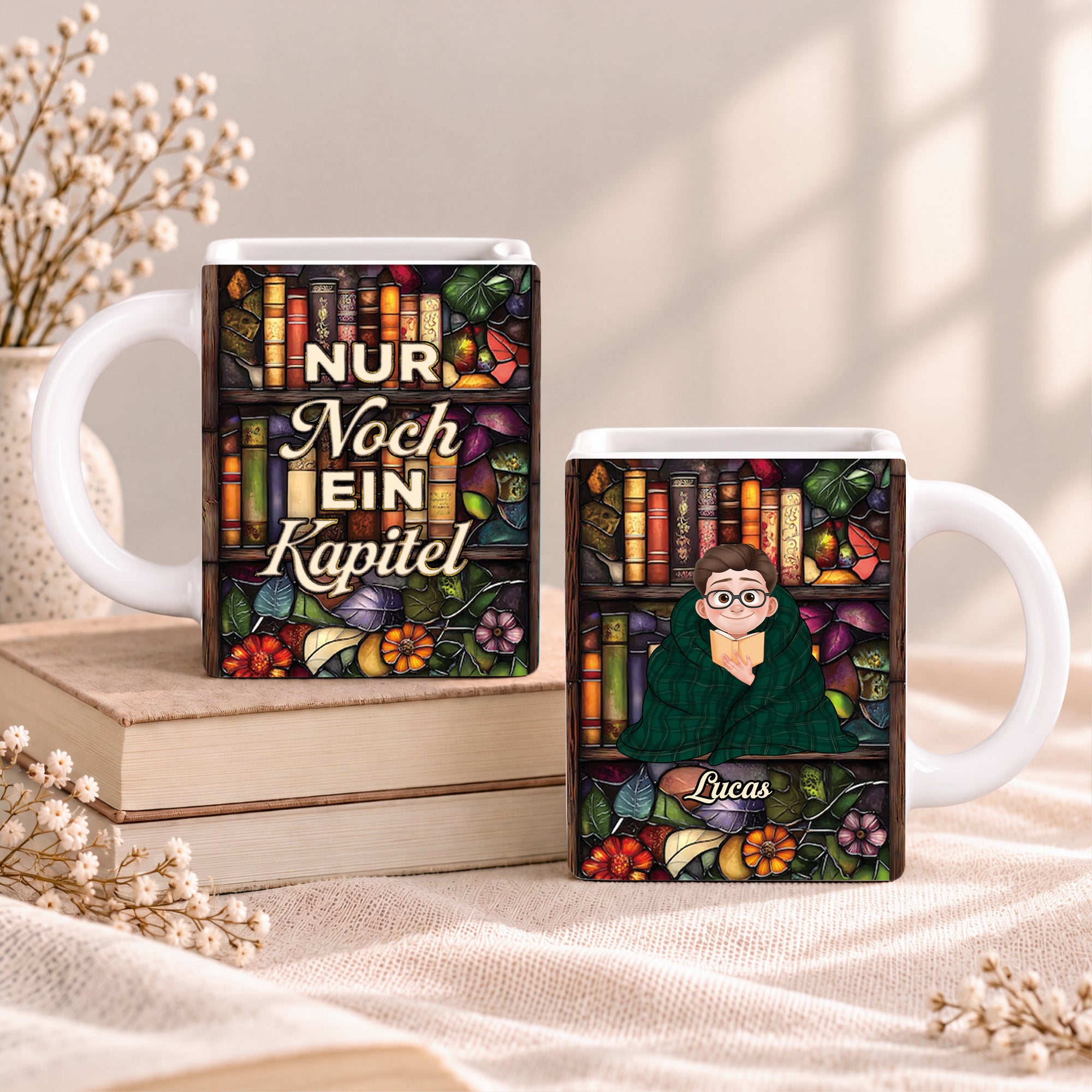 Einfach Ein Mädchen Das Bücher Liebt - Personalisierte Tasse In Buchfo