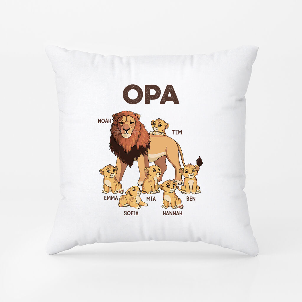 Opa Löwe Und Seine Kleinen Löwen - Personalisiertes Geschenk | Kissen für Opas