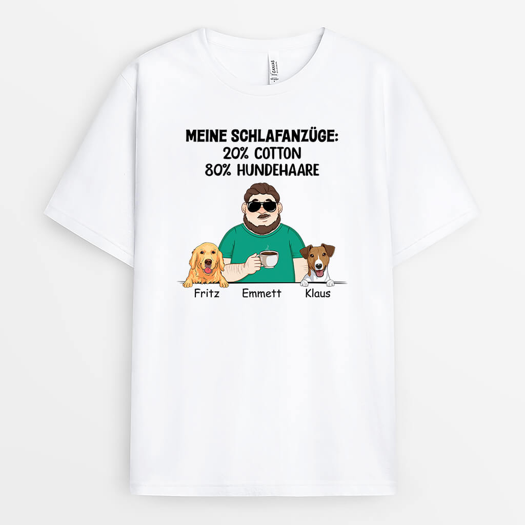 Mein Pyjama 20% Baumwolle 80% Hundehaare - Personalisiertes Geschenk | Weißes T-Shirt für Hundeliebhaber