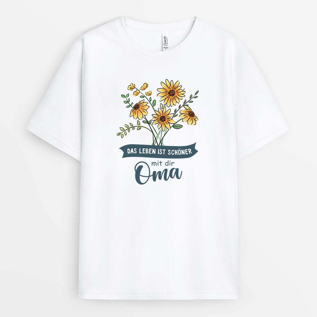 Das Leben Ist Schöner Mit Dir Oma - Personalisiertes Geschenk | T-Shirt für Omas