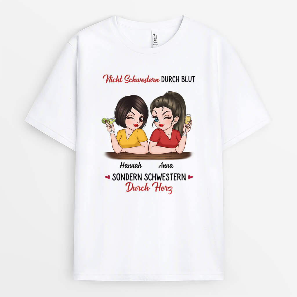 Nicht Schwestern Durch Blut Sondern Schwestern Durch Herz - Personalisiertes Geschenk | T-Shirt für Schwestern