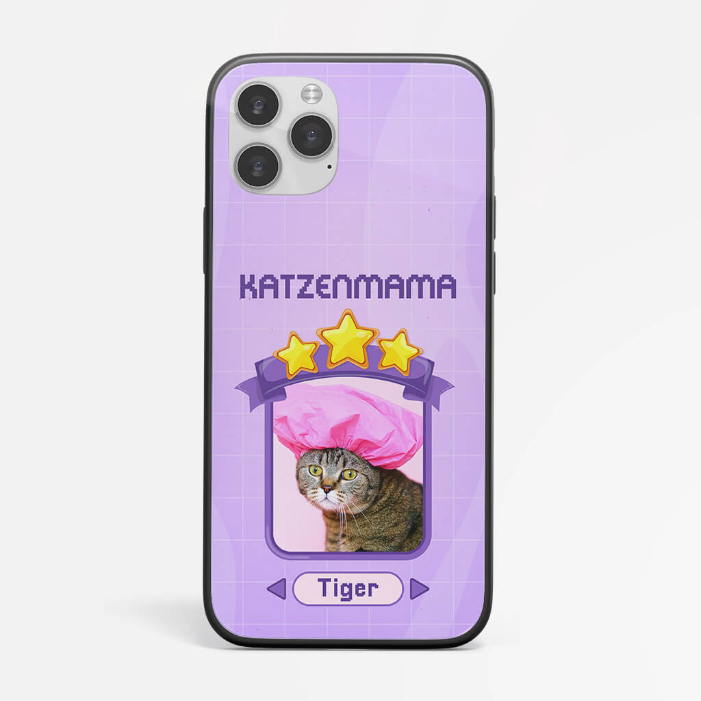 Niedliche Katzenmama Lila Iphone 14 - Personalisierte Geschenke | Handyhülle für Katzenliebhaber