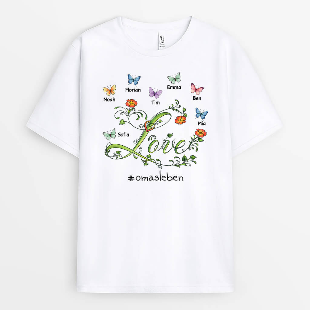 Liebe Blumen Tagfalter - Personalisiertes Geschenk | T-shirt für Damen