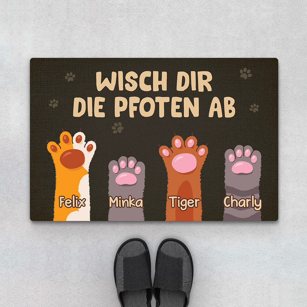 Wisch Dir Die Pfoten Ab - Personalisiertes Geschenk | Fußmatte für Katzenliebhaber