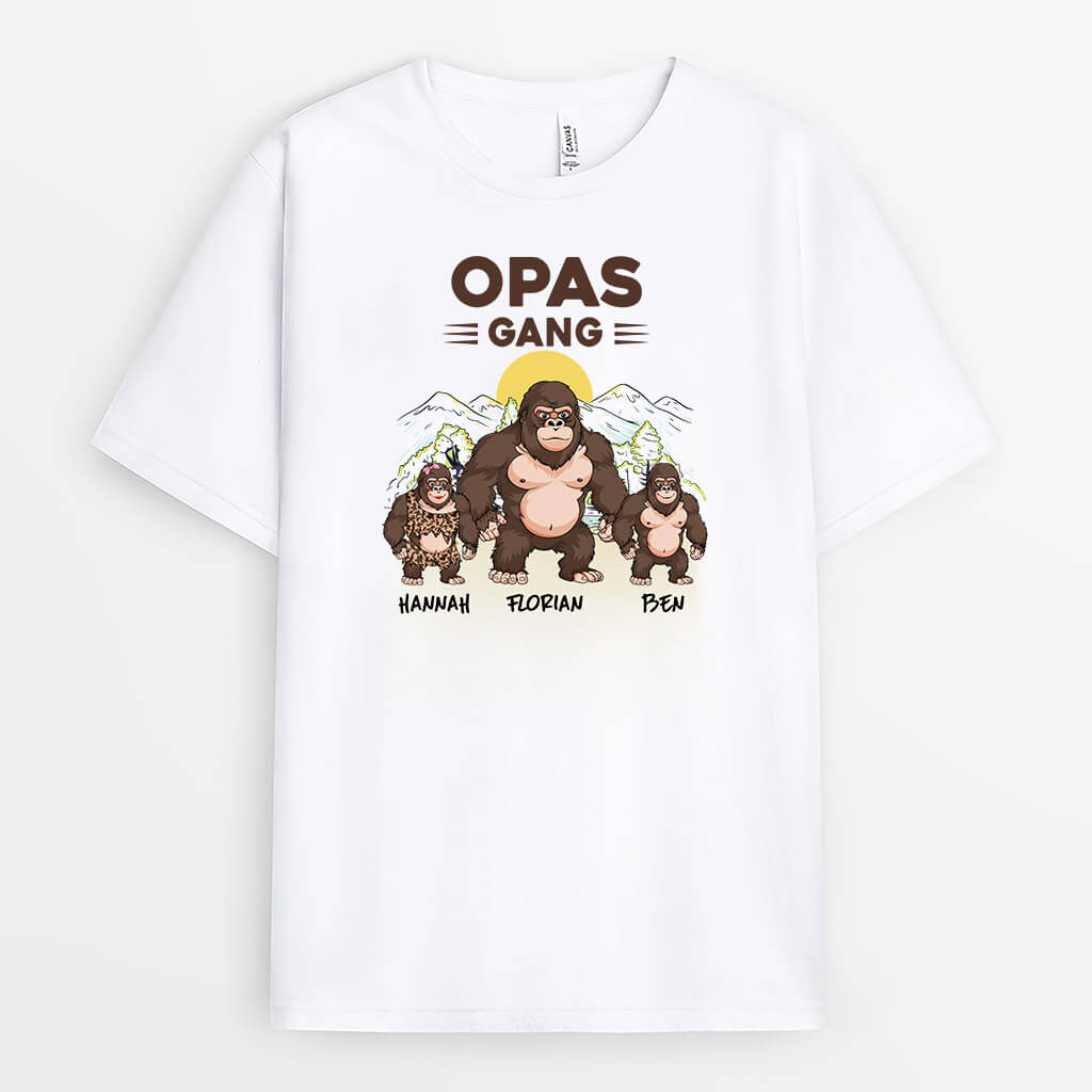 Papas/Opas Bande Bär Affe - Personalisiertes Geschenk | T-Shirt für Männer