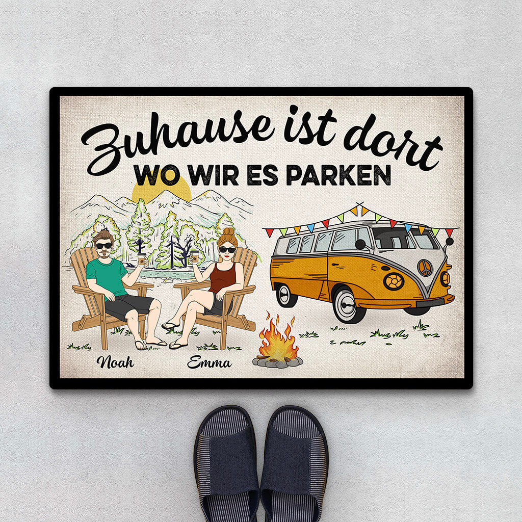Zuhause Ist Wo Wir Es Parken - Personalisiertes Geschenk | Fußmatte für Paare