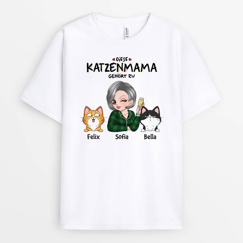 Diese Katzenmama Gehört Zu - Personalisiertes Geschenk | T-shirt für Katzenliebhaber