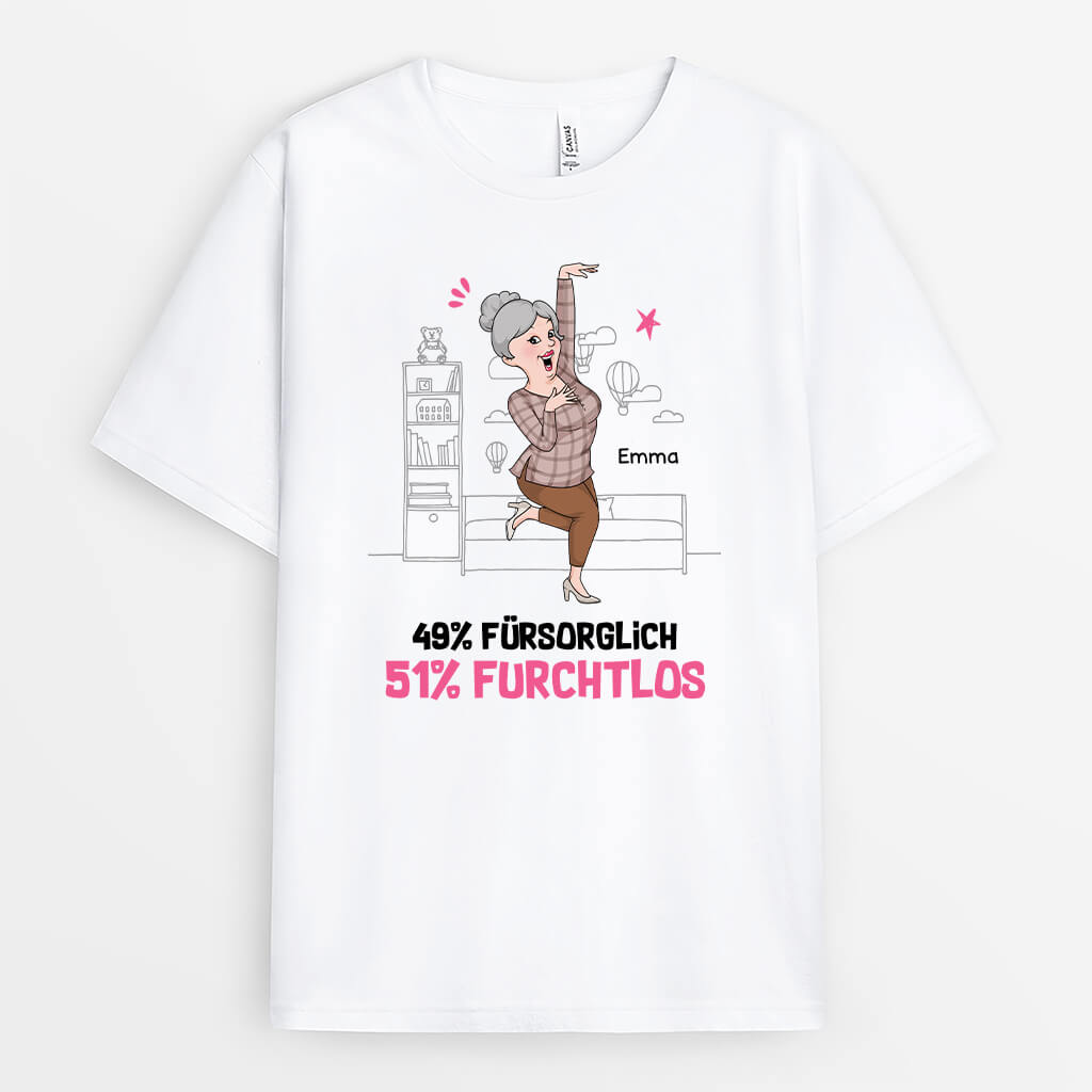 49% Fürsorglich 51% Furchtlos - Personalisiertes Geschenk | T-Shirt für Nannys