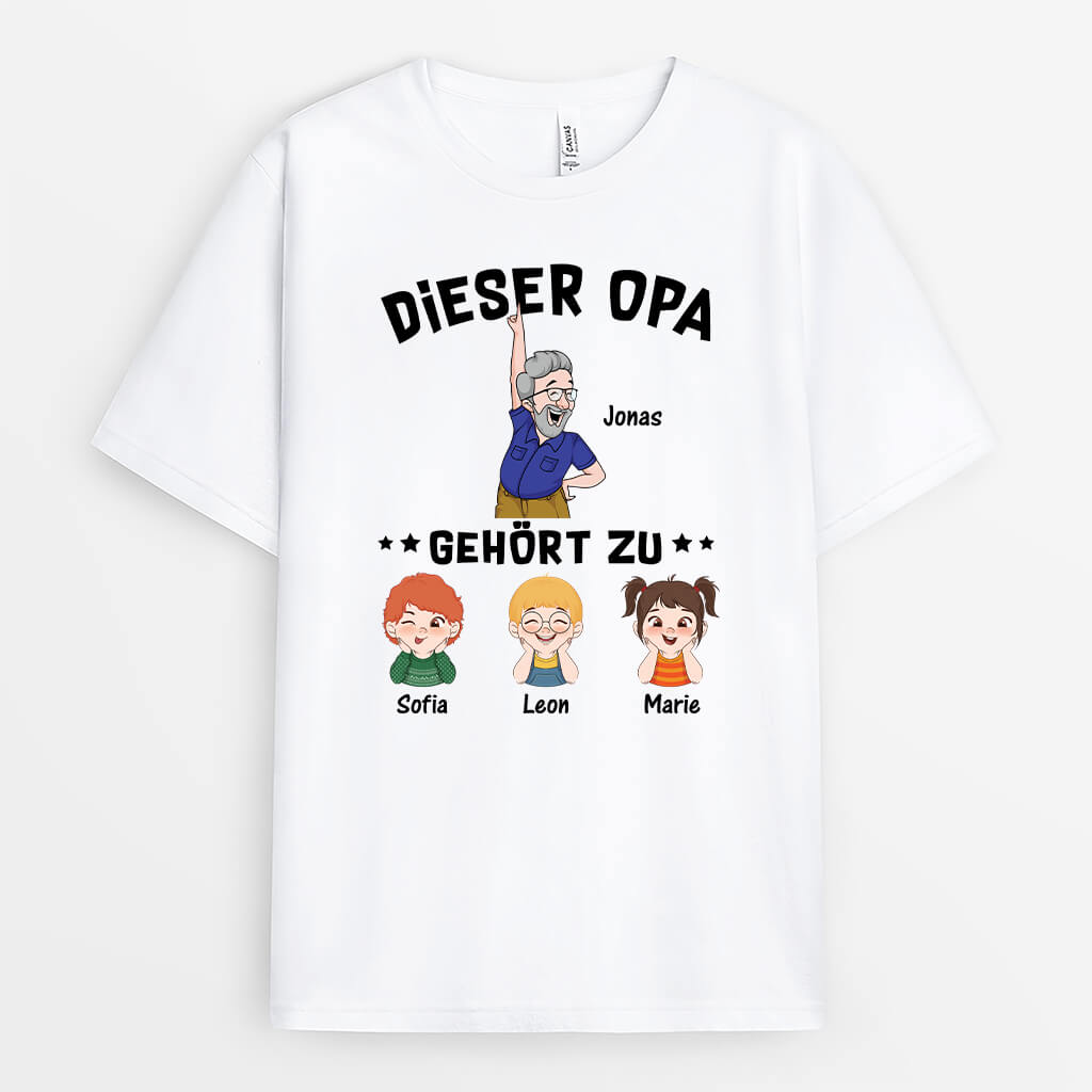 Dieser Opa Gehört Zu - Personalisiertes Geschenk | T-Shirt für Opas