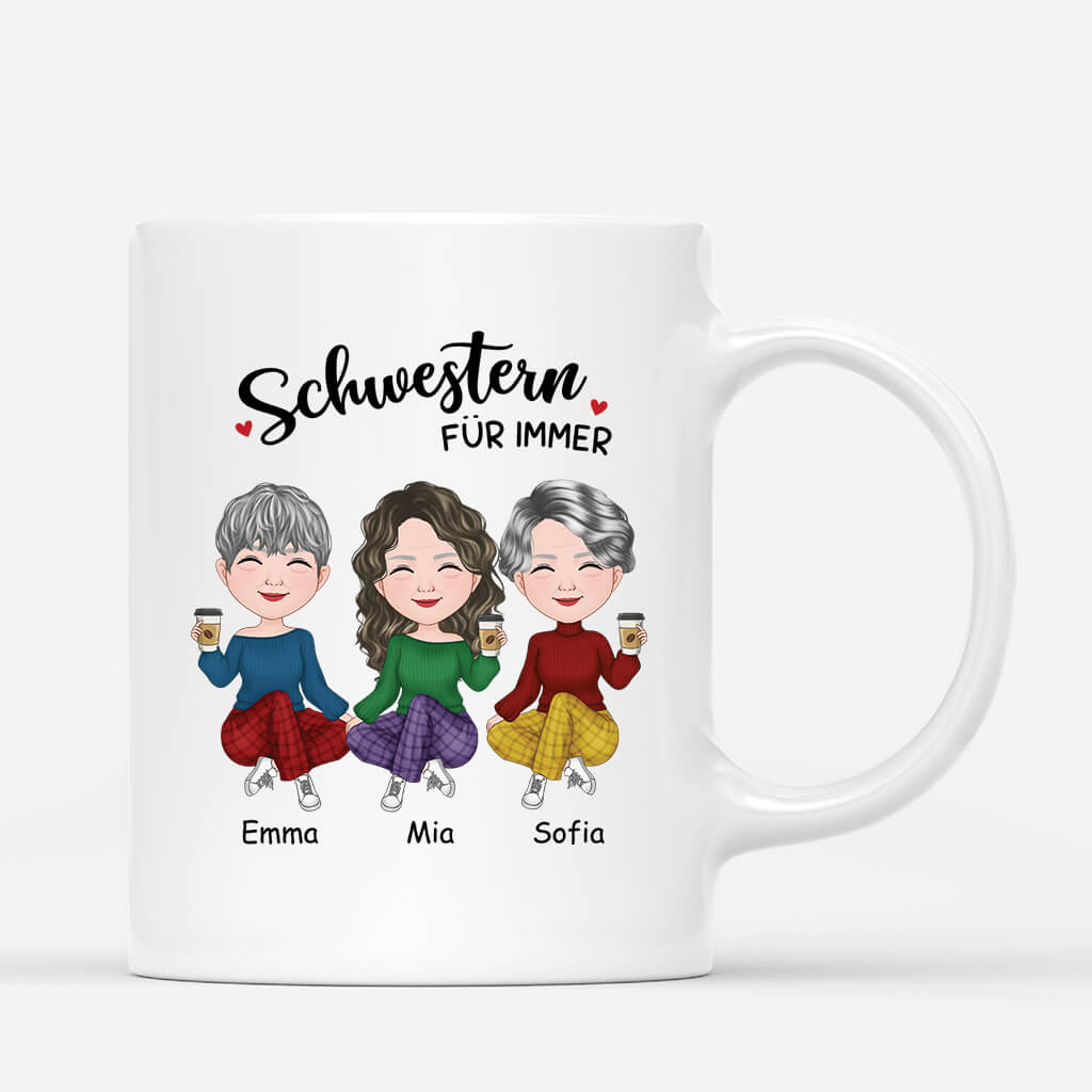 Schwestern/Beste Freundinnen Für Immer - Personalisiertes Geschenk | Tasse für Schwestern/Beste Freundinnen