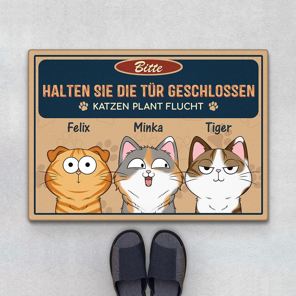 Bitte Tür Geschlossen Halten Katzen Planen Ihren  Ausbruch - Personalisiertes Geschenk | Fußmatte für Katzenliebhaber