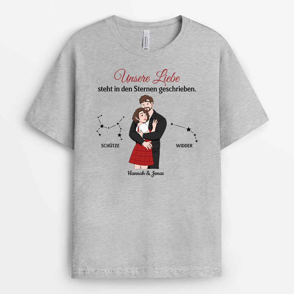 Unsere Liebe Steht In Den Sternen Geschrieben - Personalisiertes Geschenk | T-Shirt für Paare