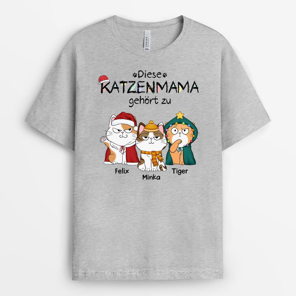 Weihnachten Diese Katzenmama Dieser Katzenpapa Gehört Zu - Personalisiertes Geschenk | T-shirt für Katzenliebhaber