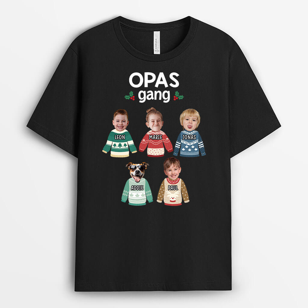 Opas Bande - Personalisiertes Geschenk | T-Shirt mit Gesicht für Opas zu Weihnachten