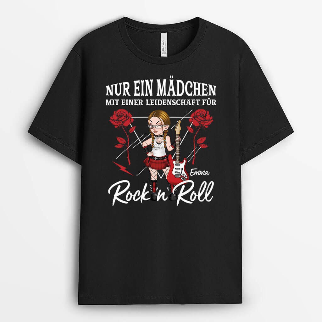 Nur Ein Mädchen Mit Einer Leidenschaft Für Rock 'n' Roll - Personalisiertes Geschenk | T-Shirt für Frauen