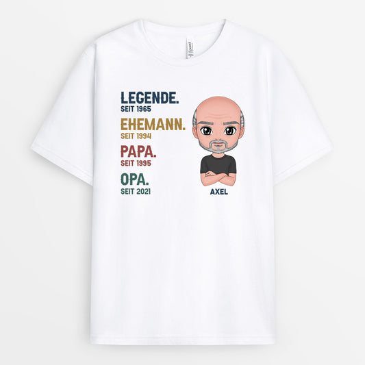 0004A148BGE1 personalisierte geschenke T Shirt legende opa papa